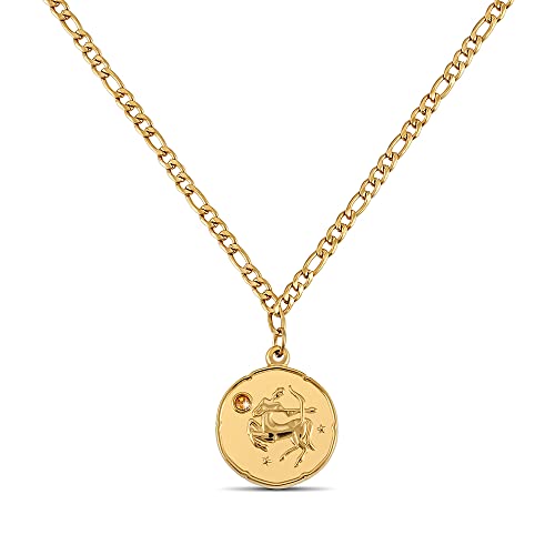 GD GOOD.designs Sternzeichen Kette Schütze Gold mit Geburtsstein für Damen - 18K vergoldete Halskette mit Zodiac Anhänger von GD GOOD.designs