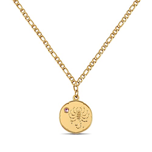 GD GOOD.designs Sternzeichen Kette Skorpion Gold mit Geburtsstein für Damen - 18K vergoldete Halskette mit Zodiac Anhänger von GD GOOD.designs