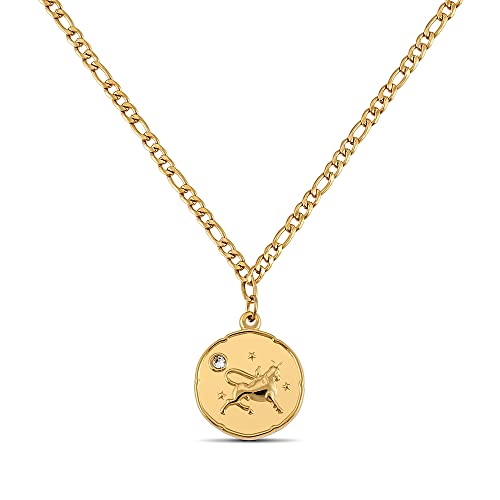 GD GOOD.designs Sternzeichen Kette Stier Gold mit Geburtsstein für Damen - 18K vergoldete Halskette mit Zodiac Anhänger von GD GOOD.designs