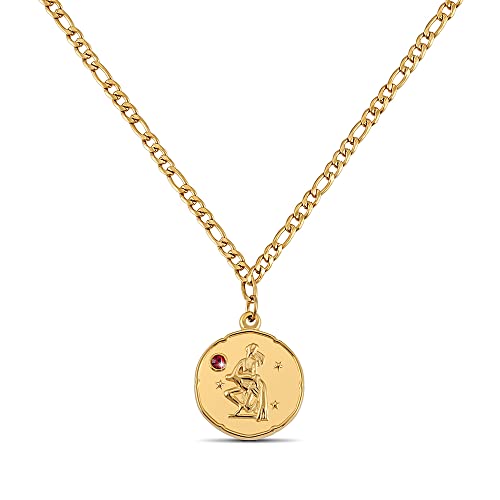 GD GOOD.designs Sternzeichen Kette Wassermann Gold mit Geburtsstein für Damen - 18K vergoldete Halskette mit Zodiac Anhänger von GD GOOD.designs