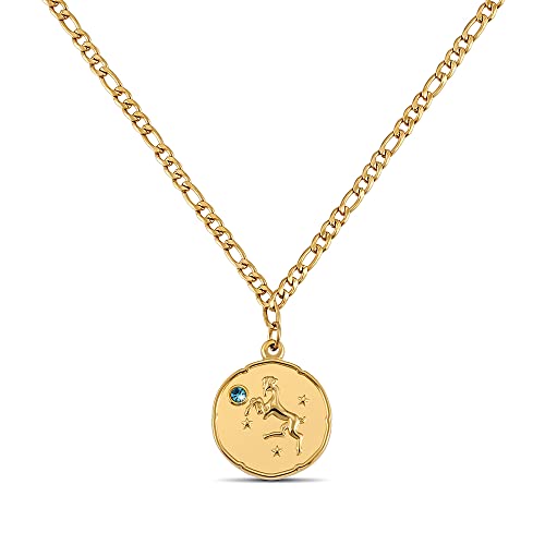 GD GOOD.designs Sternzeichen Kette Widder Gold mit Geburtsstein für Damen - 18K vergoldete Halskette mit Zodiac Anhänger von GD GOOD.designs