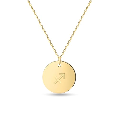 GD GOOD.designs Sternzeichen Kette Schütze Gold 18 Karat - Wasserfest I Vergoldete Halskette mit Horoskop Anhänger I Zodiac Necklace aus Edelstahl für Damen von GD GOOD.designs