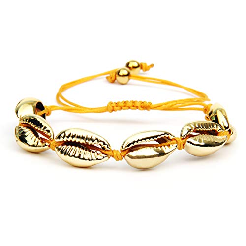 GD GOOD.designs Damen Muschel Armkettchen (Gold) Zarte Armkette mit Shell Symbol und 18K Gold Beschichtung Muschelarmband Muschelschmuck echtemuscheln naturmuscheln von GD GOOD.designs