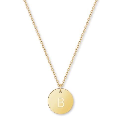 GD GOOD.designs Kette mit Buchstabe B Gold 18 Karat - Wasserfest I Goldkette für Damen mit A-Z Anhänger I Initial Buchstabenkette von GD GOOD.designs