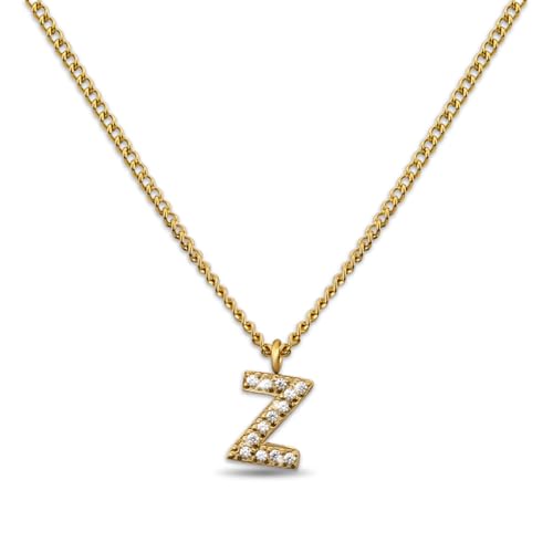 GD GOOD.designs Kette Buchstabe Z Gold für Damen I 18K vergoldete Halskette mit Zirkonia Initialien I Goldene Edelstahl Buchstabenkette (Buchstabe Z) von GD GOOD.designs