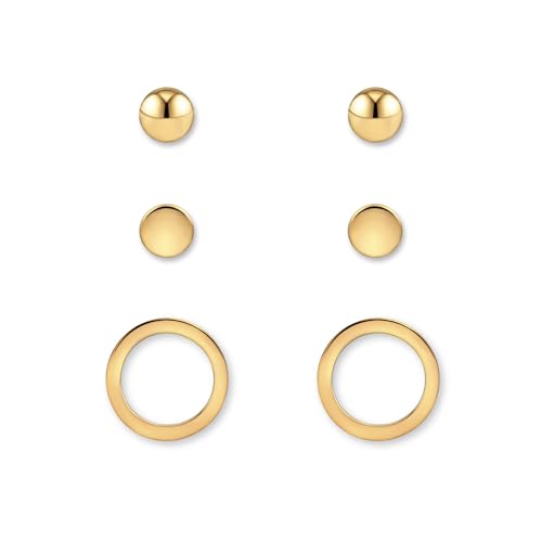 Ohrstecker Set Gold für Damen - drei goldene, hautverträgliche Stecker Ohrringe Gold I Ohrschmuck mit 18 Karat Vergoldung von GD GOOD.designs