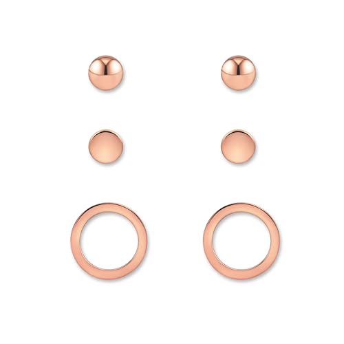 Ohrstecker Set Roségold für Damen - drei roségoldene, hautverträgliche Stecker Ohrringe I Ohrschmuck mit 18 Karat Vergoldung von GD GOOD.designs