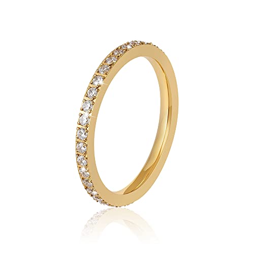 GD GOOD.designs Zirkonia Ring für Damen I Verlobungsring Gold Größe 52 von GD GOOD.designs