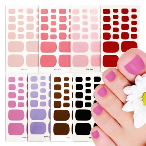 8 Blatt (176 Stück) Fußnägel Nagelfolien Selbstklebend Nagel Sticker Zehennagelaufkleber Nagelaufkleber Art Nail Wraps DIY für Damen Mädchen Weihnachten Nagelkunst Maniküre Nageldesign von GEBETTER