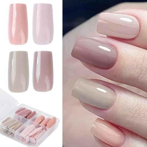 96 Stück 4 Farben Künstliche Nägel zum Aufkleben Lang mit Kleberpads Press on Nails Falsche Fingernägel Fake Kunstnägel Maniküre DIY Nagelkunst für Frauen Damen Hochzeit Weihnachten Neujahr von GEBETTER