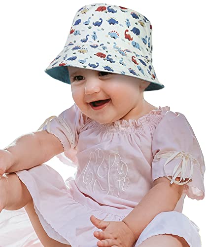 GEMVIE Baby Sonnenhut Beideseitig Tragen Breite Krempe Bedruckte Fischerhut Strandhut für Outdoor Kinder Sommerhut Weiß 6-12 Monate von GEMVIE