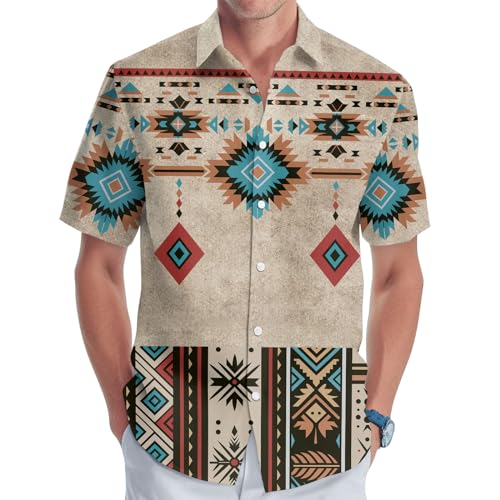 Herren Casual Hawaiihemd Tropischer Druck Button Down Hemd für Männer Sommer Kurzarm Geschenke zum Geburtstag, Indianer, S Herren Casual Hawaiihemd Tropischer Druck Button Down Hemd für Männer Sommer Kurzarm Geschenke zum Geburtstag, Indianer, S von GEPOS