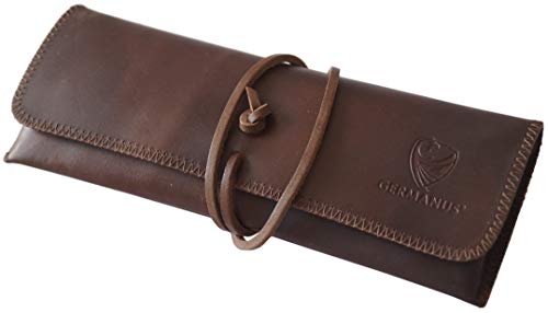 GERMANUS Federmäppchen Strap, Leder - Made in EU (Dunkelbraun) von GERMANUS