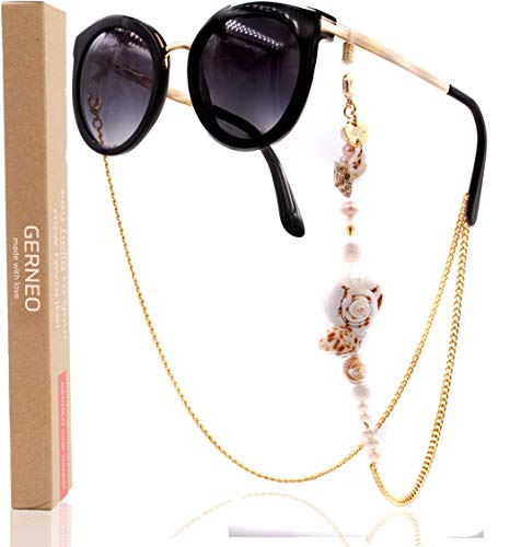 GERNEO® - CAPRI - Premium Brillenkette & Brillenband - echte Muscheln - 18 Karat Goldlegierung - Lesebrille & Sonnenbrille für Damen - Limitierte Kollektion 2020 von GERNEO