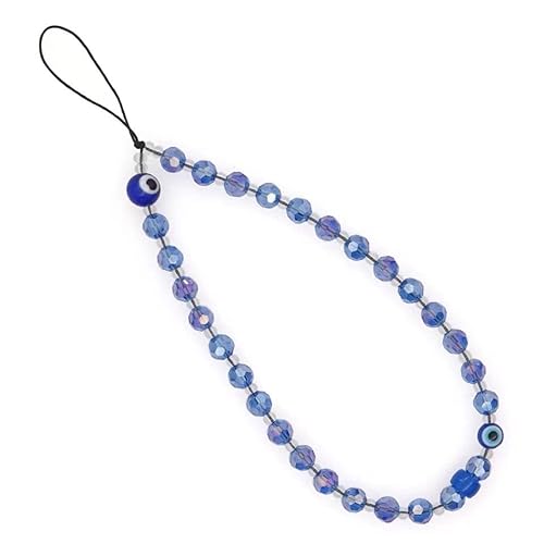 Handy-Lanyard-Gurt, Hand-Handgelenk-Lanyard, Handy-Lanyard-Perle, blaue Perlen, Telefon-Charms, einfache böse Augen, Telefonkette for Frauen, Mädchen, handgefertigter Modeschmuck (Color : Blue, Size : von GETSTREE