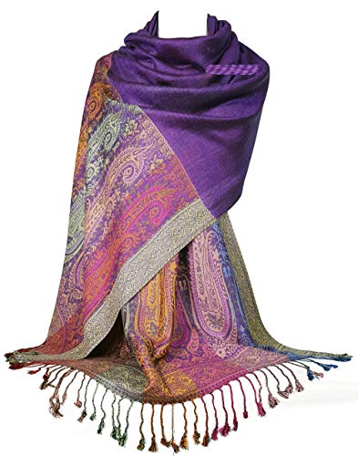 GFM Pashmina-Schal mit Blumenmuster und Paisley-Muster S11-9331-jmn-purple von GFM