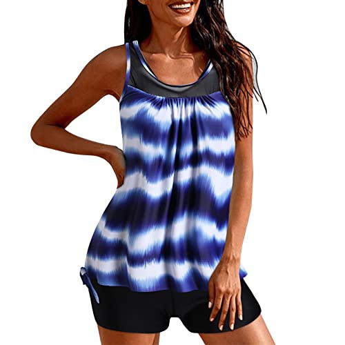 GFPGNDFHG Figuroptimizer! Soft Cups Bandeau Tankini/Designed Flacher Bauch/Cellulite Weg! Hals RüSchen Bikini High Waist Tankikini Damen Strandmode High Waist Crossover Bademode Tankini von GFPGNDFHG