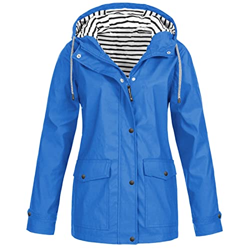 GFPGNDFHG Regenmantel Damen, Damen Regenjacke Windbreaker Wasserdicht Kapuze Übergangsjacke mit Atmungsaktiv Futter für Frühling Sommer und Herbst Strickjacken Für Damen Blazer Blumen Damen Damen von GFPGNDFHG