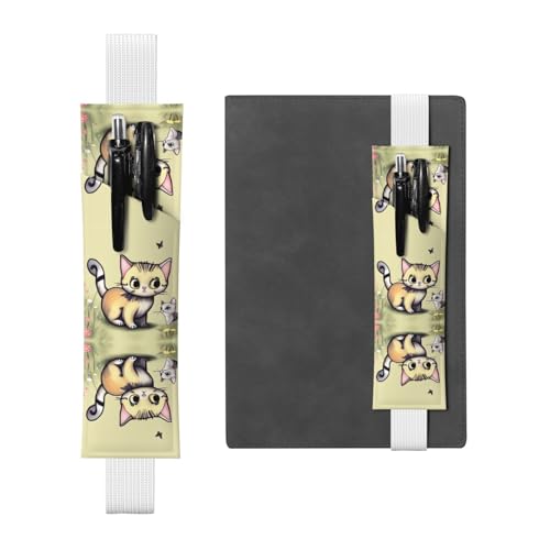 GGNKDL Leder-Stifthalter, Lesezeichen, Katzen- und Schmetterlingsmuster, für Hardcover-Tagebücher, Tagebücher, Planer, verstellbarer Riemen GGNKDL Leder-Stifthalter, Lesezeichen, Katzen- und Schmetterlingsmuster, für Hardcover-Tagebücher, Tagebücher, Planer, verstellbarer Riemen von GGNKDL