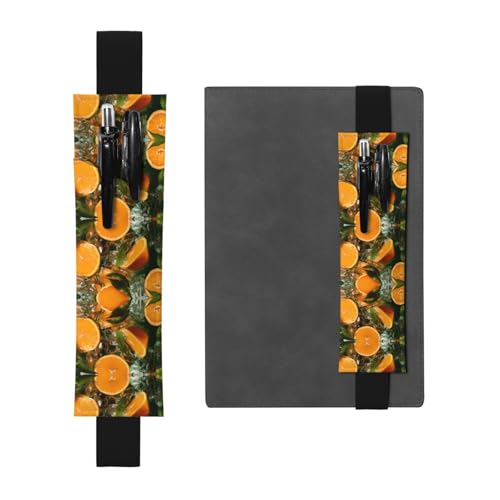 GGNKDL Leder-Stifthalter, Lesezeichen, frisches Orangen-Muster, für gebundene Tagebücher, Planer, verstellbarer Riemen, Schwarz , Einheitsgröße GGNKDL Leder-Stifthalter, Lesezeichen, frisches Orangen-Muster, für gebundene Tagebücher, Planer, verstellbarer Riemen, Schwarz , Einheitsgröße von GGNKDL