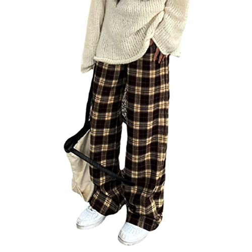 Plaid Pants for Women Goth Pants Alt Pants Baggy Pants for Women Alt Clothing Alternative Clothing, braun, 3X-Groß von GGOOB