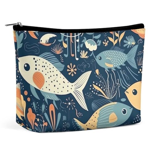 GHBNK Kosmetiktasche, tragbar, Kulturbeutel, Pferdebild, Reise-Make-up-Tasche, Beauty-Organizer, Lippenstift-Tasche für Damen, Cartoon-Fisch und Koralle, Einheitsgröße GHBNK Kosmetiktasche, tragbar, Kulturbeutel, Pferdebild, Reise-Make-up-Tasche, Beauty-Organizer, Lippenstift-Tasche für Damen, Cartoon-Fisch und Koralle, Einheitsgröße von GHBNK