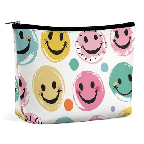 GHBNK Kosmetiktasche, tragbare Kulturbeutel, blauer Pfau, Reise-Make-up-Tasche, Beauty-Organizer, Lippenstift-Tasche für Damen, Pastellfarbenes Smiley-Gesicht, Einheitsgröße GHBNK Kosmetiktasche, tragbare Kulturbeutel, blauer Pfau, Reise-Make-up-Tasche, Beauty-Organizer, Lippenstift-Tasche für Damen, Pastellfarbenes Smiley-Gesicht, Einheitsgröße von GHBNK