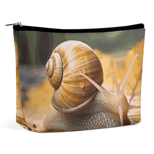 GHBNK Kosmetiktasche mit USA-Flagge, tragbare Kulturbeutel, Reise-Make-up-Tasche, Make-up-Tasche, Organizer, Lippenstift-Tasche für Damen, Schnecke in Blättern, Einheitsgröße GHBNK Kosmetiktasche mit USA-Flagge, tragbare Kulturbeutel, Reise-Make-up-Tasche, Make-up-Tasche, Organizer, Lippenstift-Tasche für Damen, Schnecke in Blättern, Einheitsgröße von GHBNK