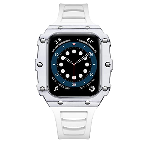 GHFHSG Nachrüst-Set für Apple Watch Serie 8, 45 mm, 44 mm, 40 mm, 41 mm, Gummiband und Karbonfaser-Abdeckung, iWatch Serie 7, 6, 5, 4, SE, For Series 40mm, Achat von GHFHSG