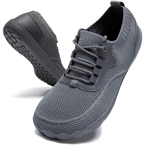 GHFKKB Barfußschuhe Herren Breite Barfussschuhe Minimalistische Sportschuhe Outdoor Zehenschuhe Traillaufschuhe Zero Drop Laufschuhe Walkingschuhe Dunkelgrau 44 von GHFKKB