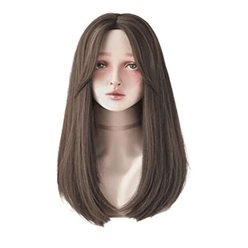 Natürliche Perücke, 50 cm/19,6 Zoll, mittlerer Score, langes, glattes Haar, lockere Perücken für Damen, geeignet für jeden Stil von GHQYP