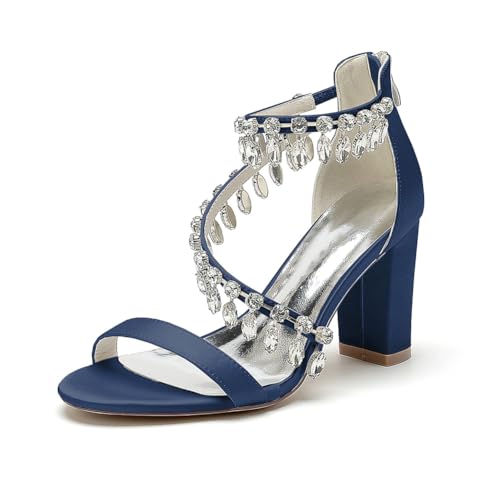 GHSIRUEU Brautschuhe Damen Offener Zeh Sandalen Reißverschluss Kristall Knöchelriemen Partei Abendschuhe,Marine,43 EU GHSIRUEU Brautschuhe Damen Offener Zeh Sandalen Reißverschluss Kristall Knöchelriemen Partei Abendschuhe,Marine,43 EU von GHSIRUEU