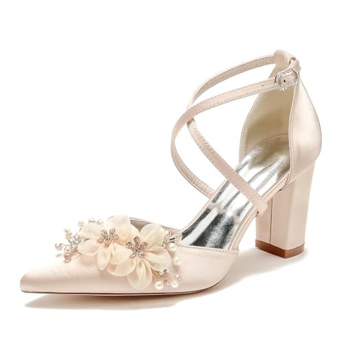 GHSIRUEU Brautschuhe Geschlossene Zehen Kreuz Riemchen Blockabsatz Pumpen für Damen Hochzeit Brautjungfernschuhe,Champagne,41 EU GHSIRUEU Brautschuhe Geschlossene Zehen Kreuz Riemchen Blockabsatz Pumpen für Damen Hochzeit Brautjungfernschuhe,Champagne,41 EU von GHSIRUEU