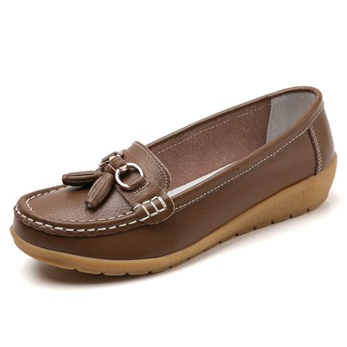 Damen Leder Atmungsaktive Mokassins Schuhe Frauen Business Loafer Bequeme Leichte Penny Schuhe Sommer Slip On Loafer für Frauen, khaki, 40.5 EU Damen Leder Atmungsaktive Mokassins Schuhe Frauen Business Loafer Bequeme Leichte Penny Schuhe Sommer Slip On Loafer für Frauen, khaki, 40.5 EU von GHTRHSB