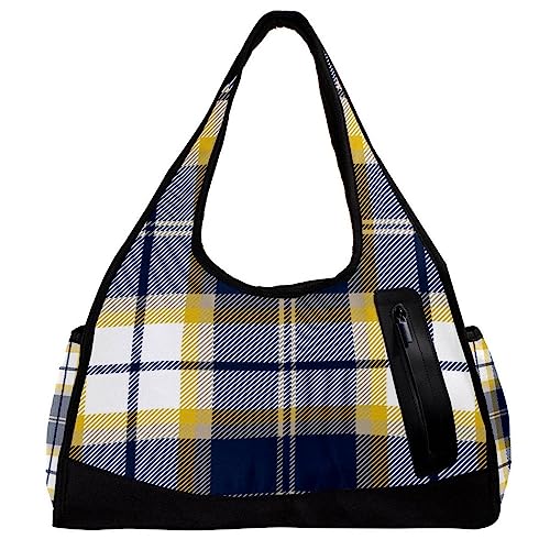 Sporttasche für Damen,Reisetasche,Sporttasche,Damen Sporttasche,Blau und Gelb kariert von GIAPB