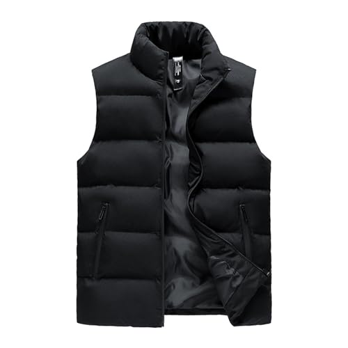 GIBZ Herren Weste, Casual Leicht Steppweste, Stehkragen Ärmellose Jacke, Warme Outdoor Winterweste mit Taschen Schwarz M von GIBZ