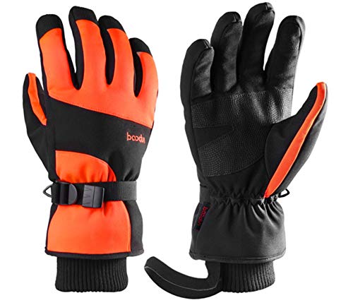 GIBZ Warme Winterhandschuhe Männer und Frauen Winddichte Stulpe Skihandschuh Atmungsaktive Sporthandschuhe Orange L von GIBZ