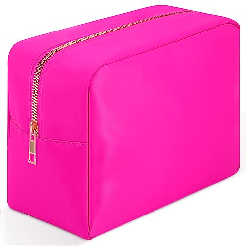 GIEAUAU Große Make-up-Tasche aus Nylon, Reise-Make-up-Taschen für Frauen, niedliche Kosmetiktasche mit Reißverschluss, hot pink, X-Large, modisch von GIEAUAU