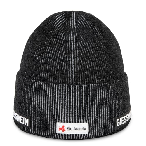 GIESSWEIN Ski Austria Cap Gudiberg - Merino Mütze Herren & Damen, Fleece gefütterte Wintermütze Damen, ÖSV Haube Herren, Mütze Damen mit Umschlag, warme Strickmütze gefüttert, Beanie aus Merinowolle von GIESSWEIN