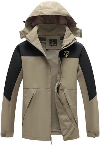 GIISAM Regenjacke für Herren, wasserdicht, leichte Regenjacke, Outdoor-Regenmantel, Windbreaker mit Kapuze, Khaki, L GIISAM Regenjacke für Herren, wasserdicht, leichte Regenjacke, Outdoor-Regenmantel, Windbreaker mit Kapuze, Khaki, L von GIISAM