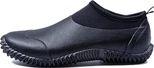 GILKUO Gummistiefel Herren Kurz Kurzschaft Knöchelhoch Wasserdicht Gummistiefeletten Damen Neopren Winter Sommer Regenstiefel Leicht Schwarz Größe 40 von GILKUO