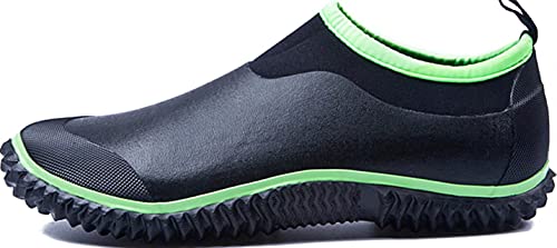 GILKUO Gummistiefel Herren Kurz Kurzschaft Knöchelhoch Wasserdicht Gummistiefeletten Damen Neopren Winter Sommer Regenstiefel Schwarz Grün Größe 37 von GILKUO