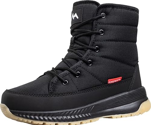 GILKUO Winterschuhe Damen Winterstiefel Wasserdicht Gefüttert Schuhe Schneestiefel Fell Warm Winter Stiefel Kurz Boots für Frauen Schwarz Größe 37 von GILKUO