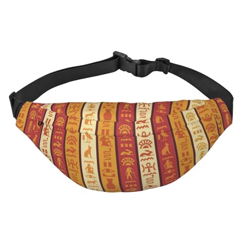 Ägypten Hieroglyphen Muster Gürteltasche für Männer Modische Crossbody Fanny Pack für Frauen Hüfttasche mit verstellbarem Gurt, mehrfarbig, Einheitsgröße, Kuriertasche von GIMMAV