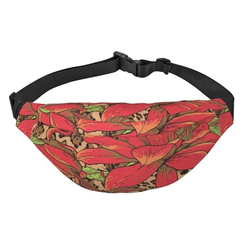 Bauchtasche, Umhängetasche, für Herren und Damen, Gürteltasche, Hüfttasche für Laufen, Wandern, Sport, rote Equinox-Blume, Mehrfarbig, Einheitsgröße von GIMMAV