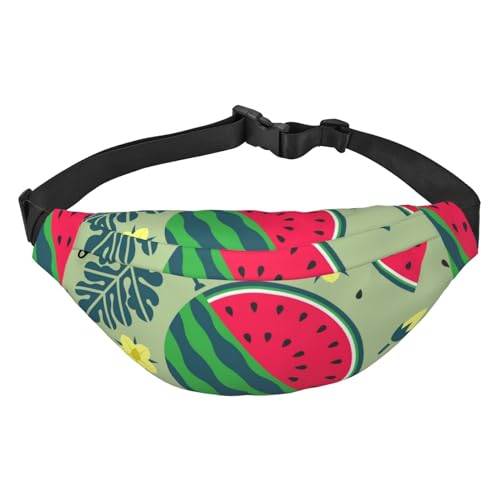 Bauchtasche mit Wassermelonenblättern und Blumen, für Herren, Damen, Gürteltasche, Hüfttasche, Tasche für Laufen, Wandern, Sport, Mehrfarbig, Einheitsgröße von GIMMAV