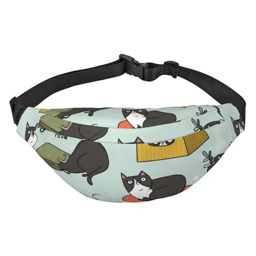 Bauchtasche mit niedlicher Katze, versteckt sich in Objekten, für Damen und Herren, Gürteltasche für Workout, Laufen, Reisen, mehrfarbig, Einheitsgröße, Kuriertasche von GIMMAV