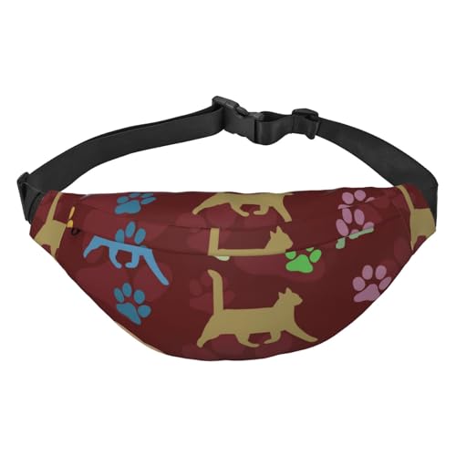 Bauchtaschen mit Katzen mit Pfoten für Damen und Herren, Gürteltasche für Workout, Laufen, Reisen, mehrfarbig, Einheitsgröße, Kuriertasche von GIMMAV