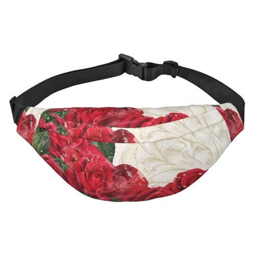 Gürteltasche für Herren, modische Umhängetasche, Bauchtasche für Damen, Hüfttasche mit verstellbarem Riemen, Fantasy-rote Rose, Mehrfarbig, Einheitsgröße von GIMMAV