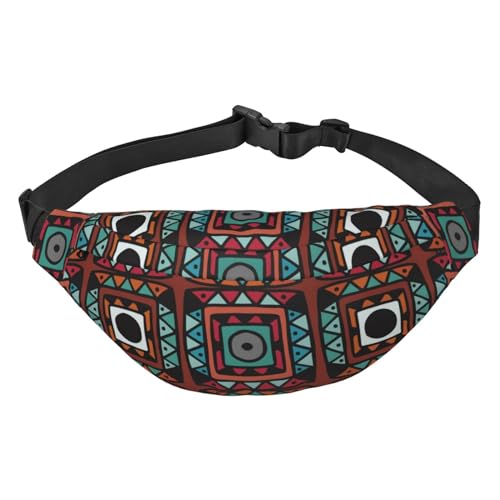 Hüfttasche zum Laufen, Bauchtasche für Damen und Herren, Crossbody-Gürteltasche, Bauchtasche, ethnisches Aztekenmuster, Mehrfarbig, Einheitsgröße von GIMMAV